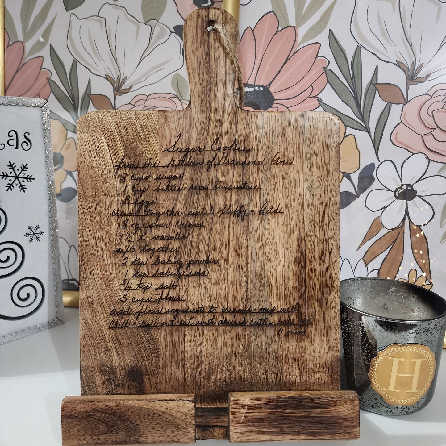 laser engraved cookbook/tablet holder