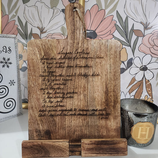 laser engraved cookbook/tablet holder