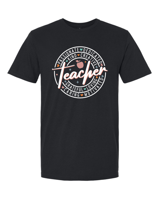 Teacher circle white print