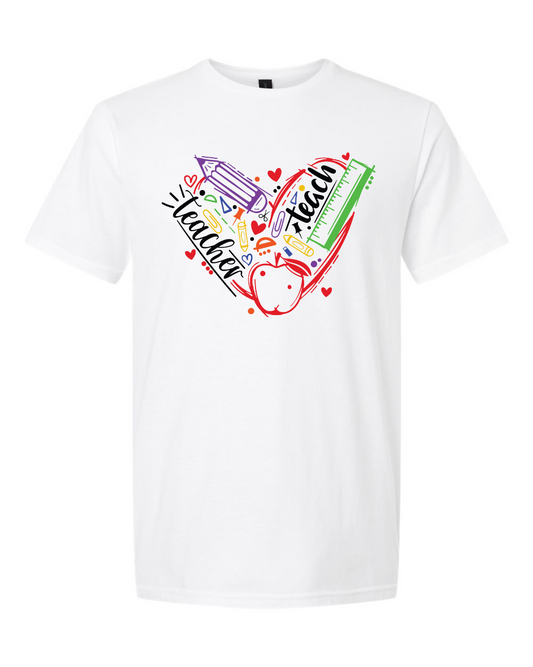 Teacher heart black print