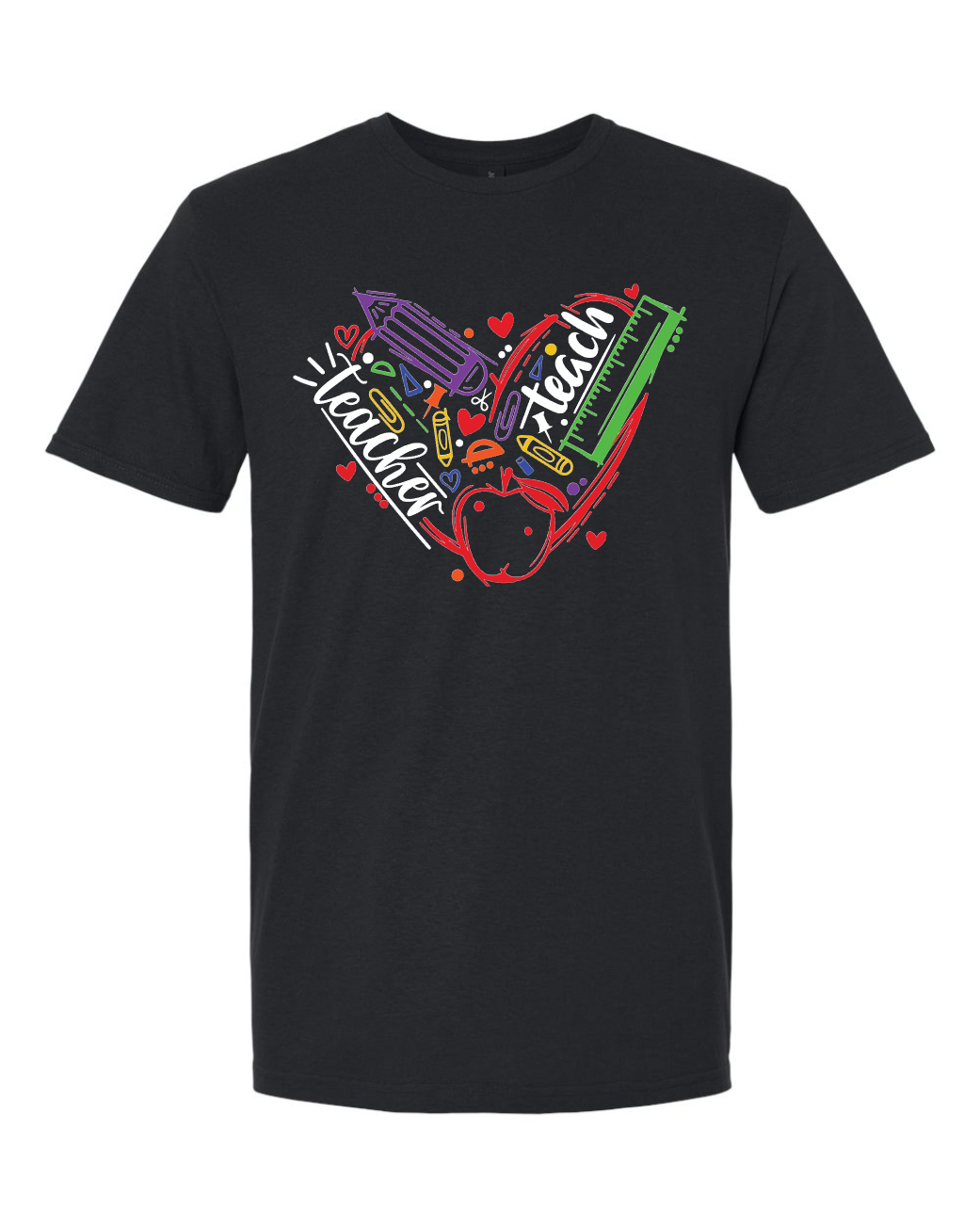 Teacher heart white print