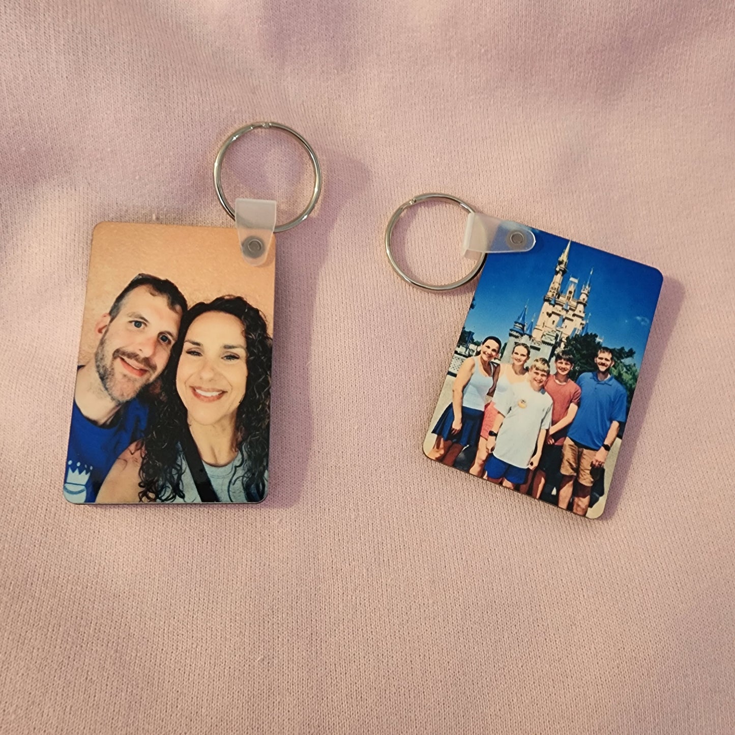 Double sided photo keychain