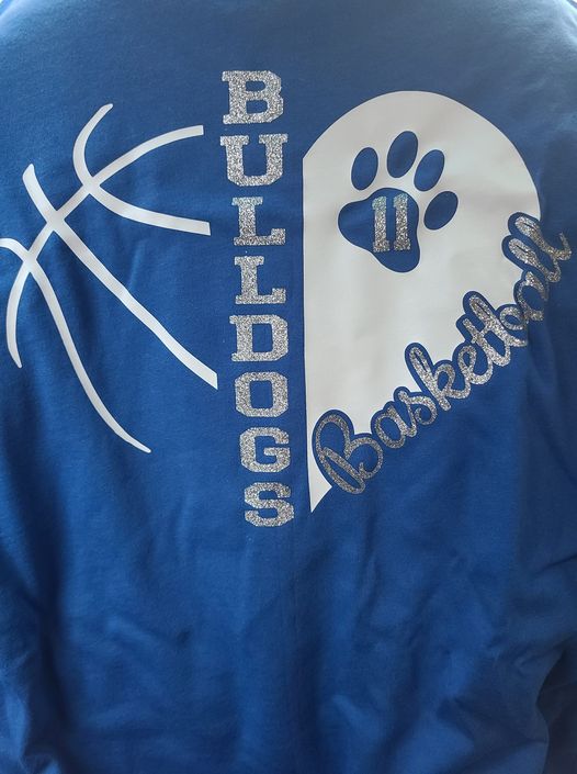 Team heart basketball with glitter