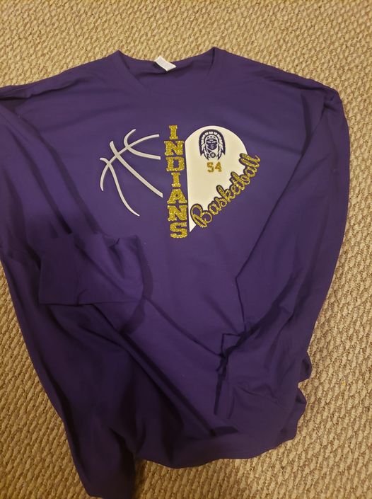Team heart basketball with glitter